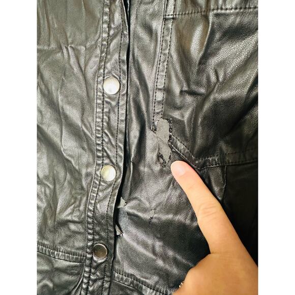 JASON WU Black Faux Leather Button Front Collared Pleated Mini Dress size 6 - Picture 12 of 13